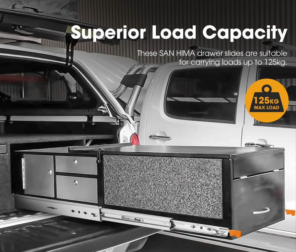 125kg Locking Drawer Slides / Runners 559mm 4wd Trailer Fridge Draw
