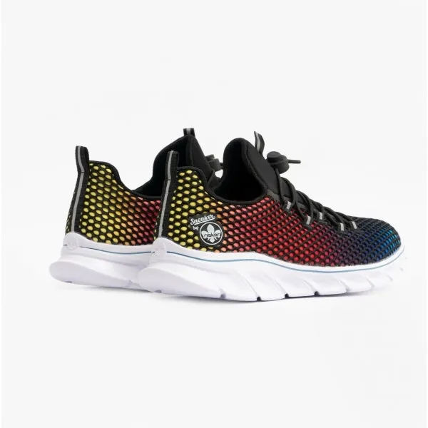 54064-90 Ladies Textile Lace-Up Trainers Multi