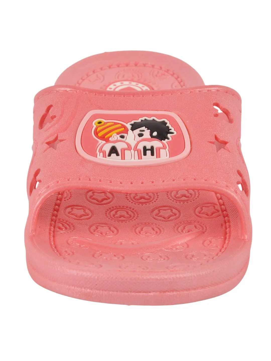 Adorable Peach Slides with Cartoon Design for Girls