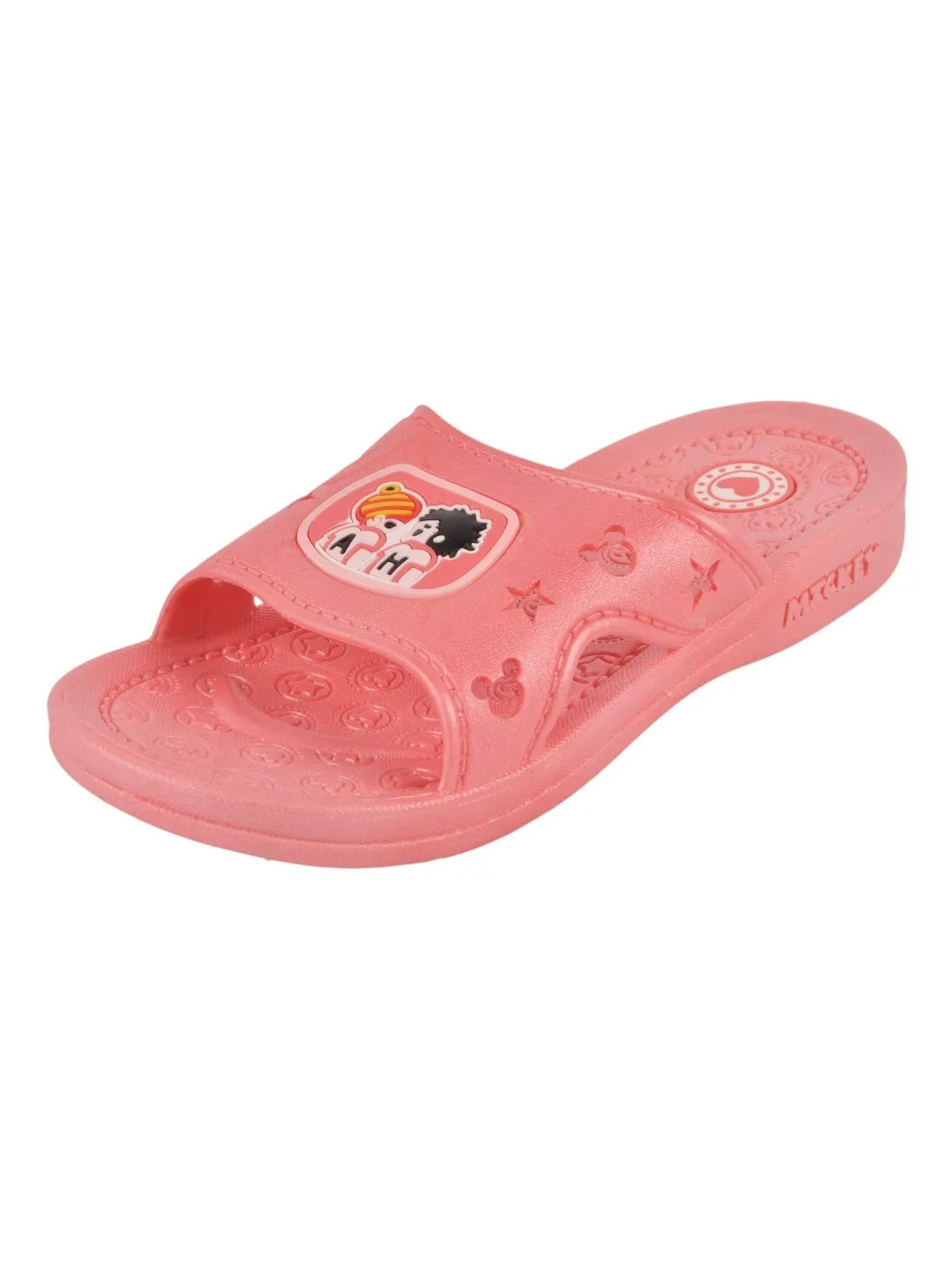 Adorable Peach Slides with Cartoon Design for Girls