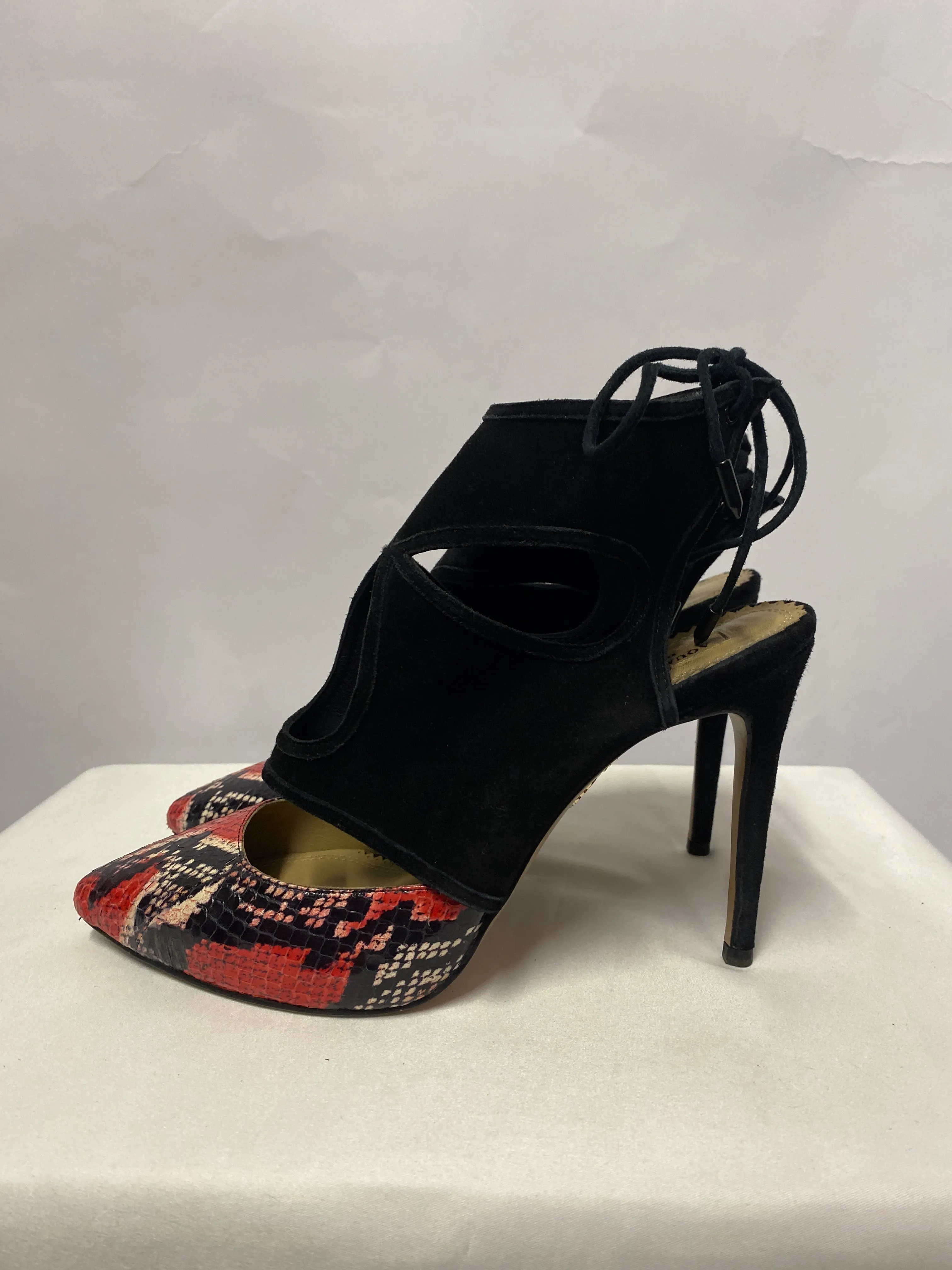 Aquazurra Black and Pink Snake Print Stilettos 6.5/39.5
