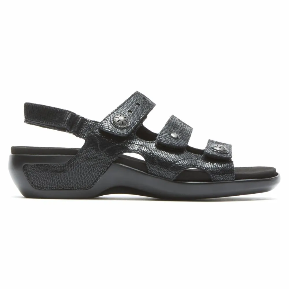 Aravon POWER COMFORT SANDALS THREE STRAP BLACK