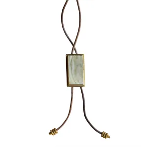 Aspen Bolo Tie - Rectangle, Brass, Mother of Pearl - Light
