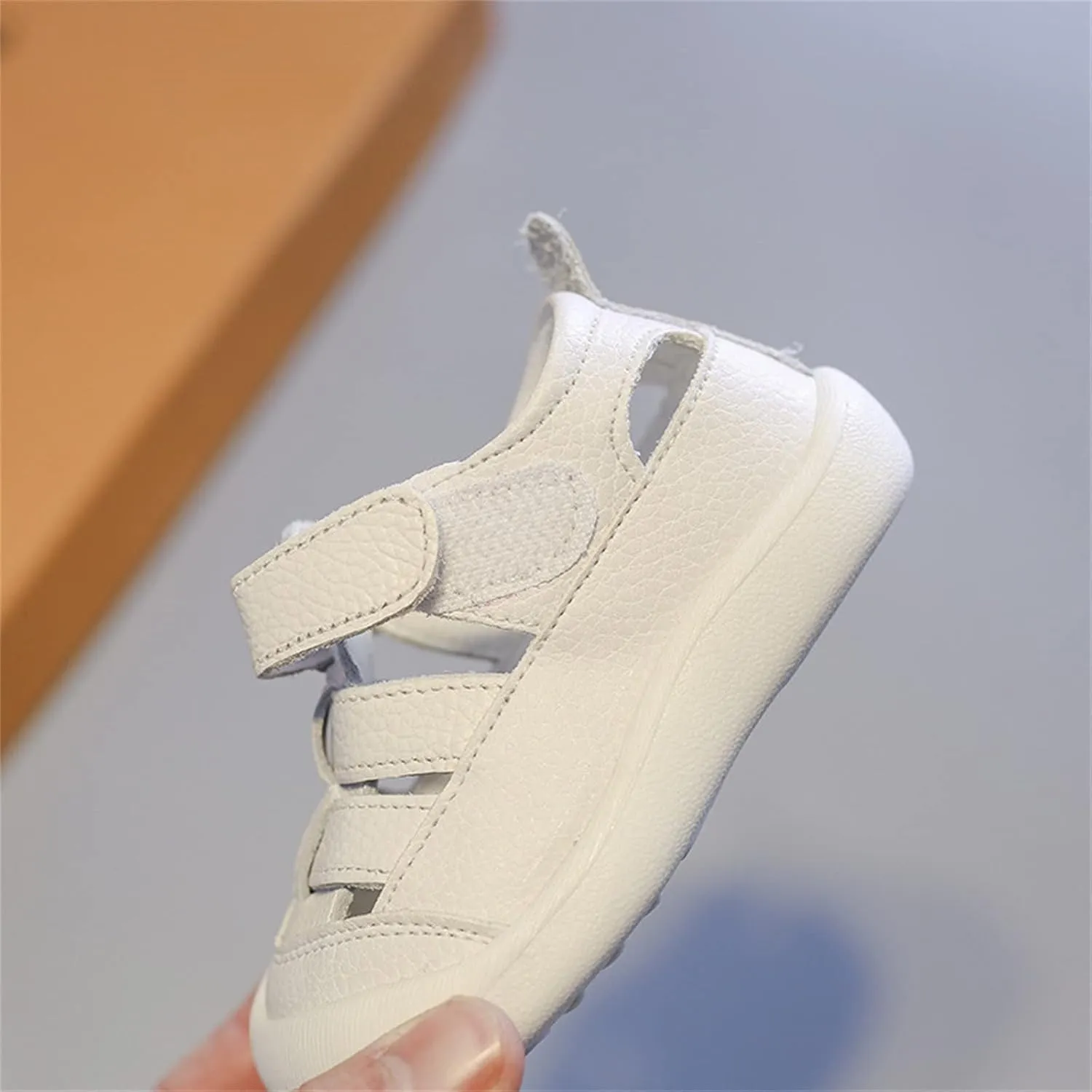 Baby Boys Girls Closed Toe Summer Sandals Lightweight Non-Slip Soft Sole Leather Athletic Sneakers Outdoor Shoes