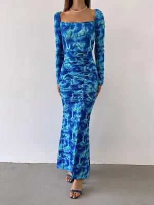 Backless Strappy Smocked Maxi Dress