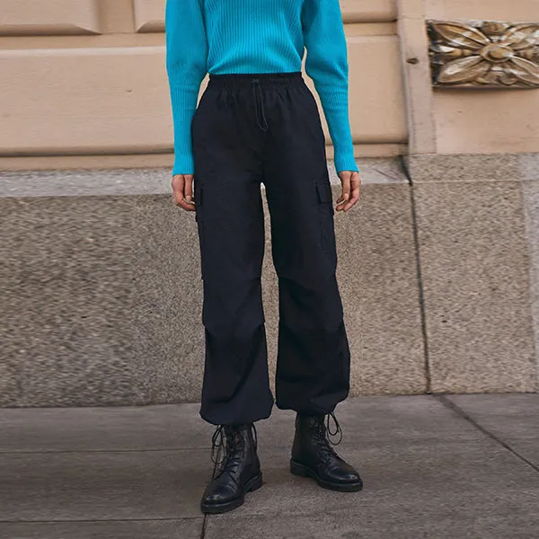 Black Parachute Cotton Cargo Trousers