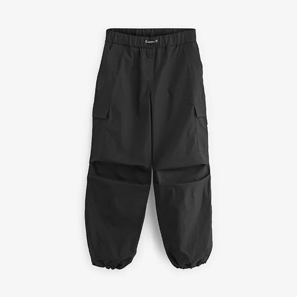 Black Parachute Cotton Cargo Trousers