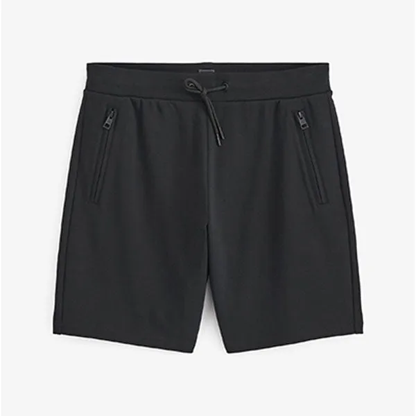 Black Zip Pocket Jersey Shorts