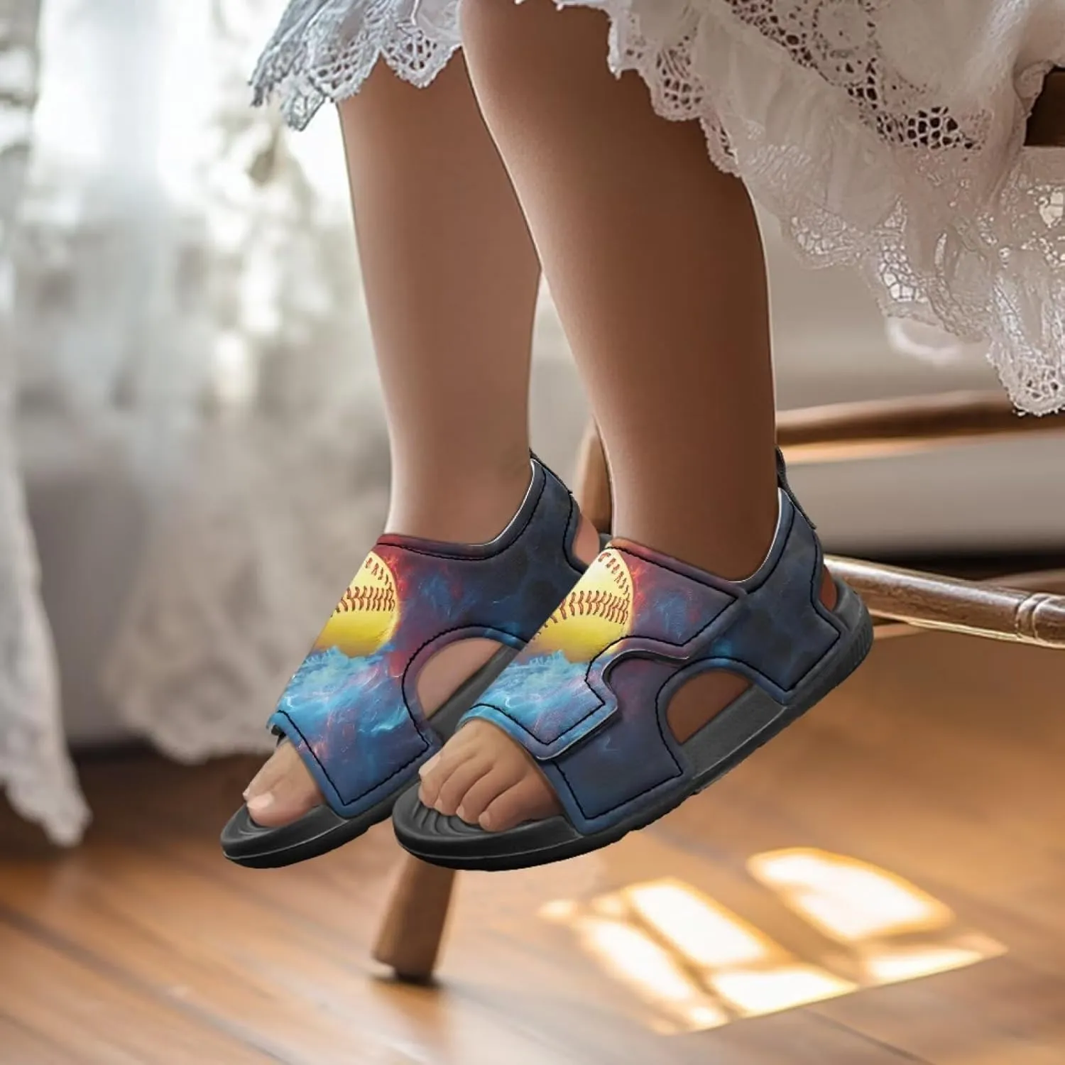Boys Flame Sandals Kids Open Toe Outdoor Hiking Sandals Lightweight Athletic Beach Water Sport Shoes Adjustable