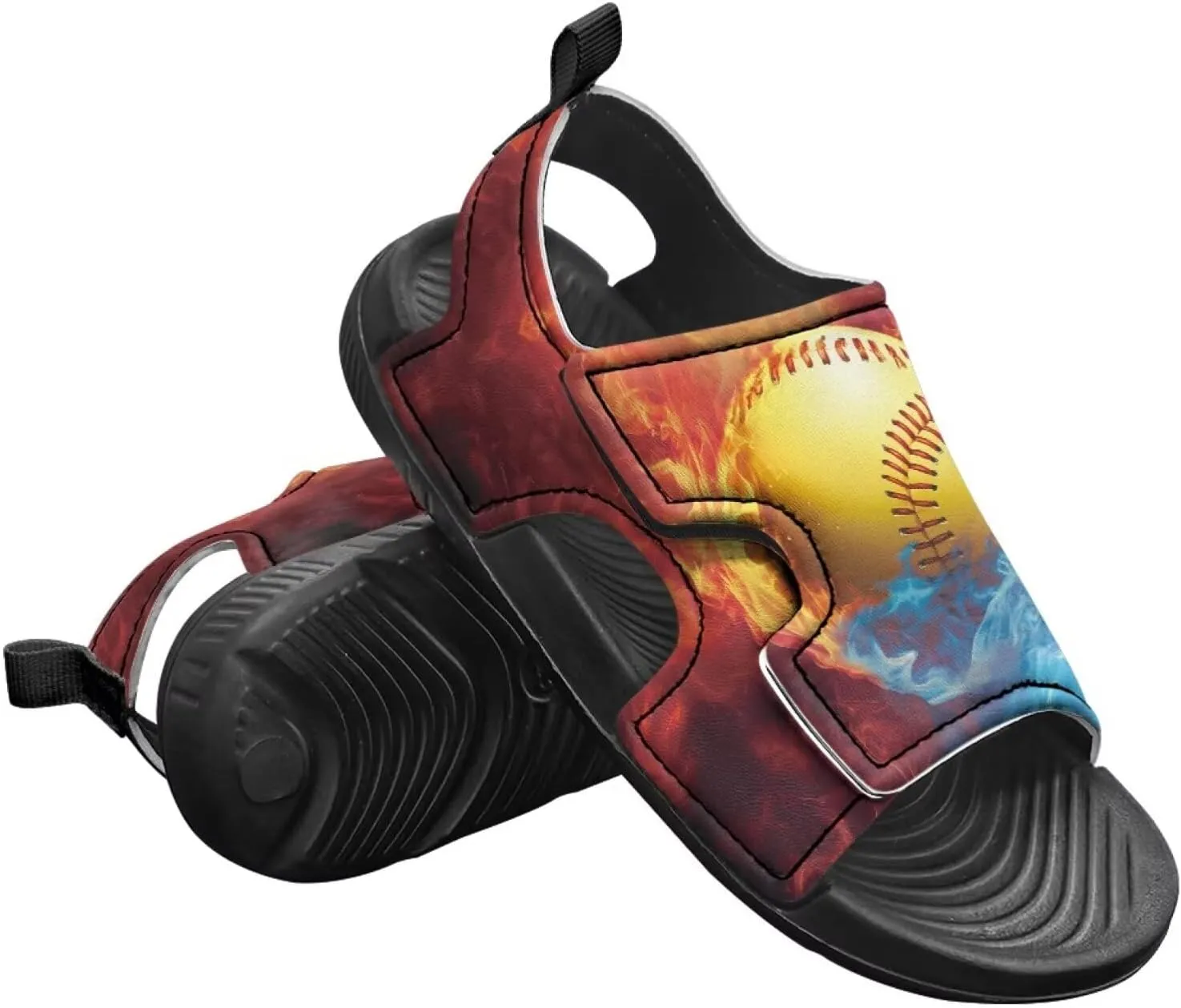 Boys Flame Sandals Kids Open Toe Outdoor Hiking Sandals Lightweight Athletic Beach Water Sport Shoes Adjustable