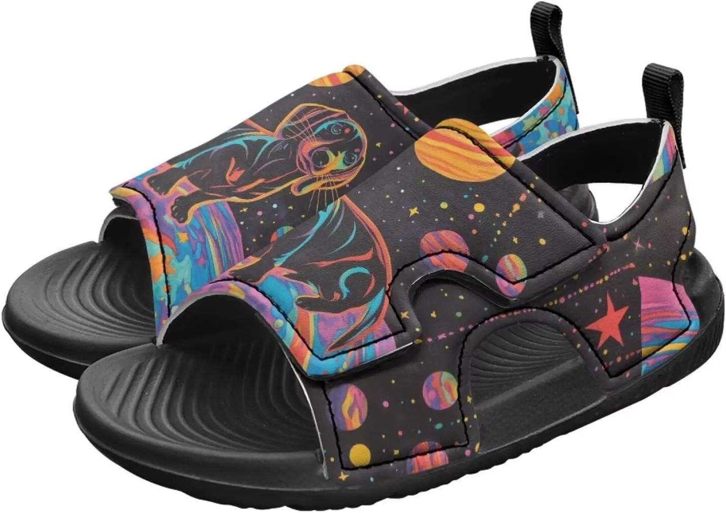 Boys Flame Sandals Kids Open Toe Outdoor Hiking Sandals Lightweight Athletic Beach Water Sport Shoes Adjustable