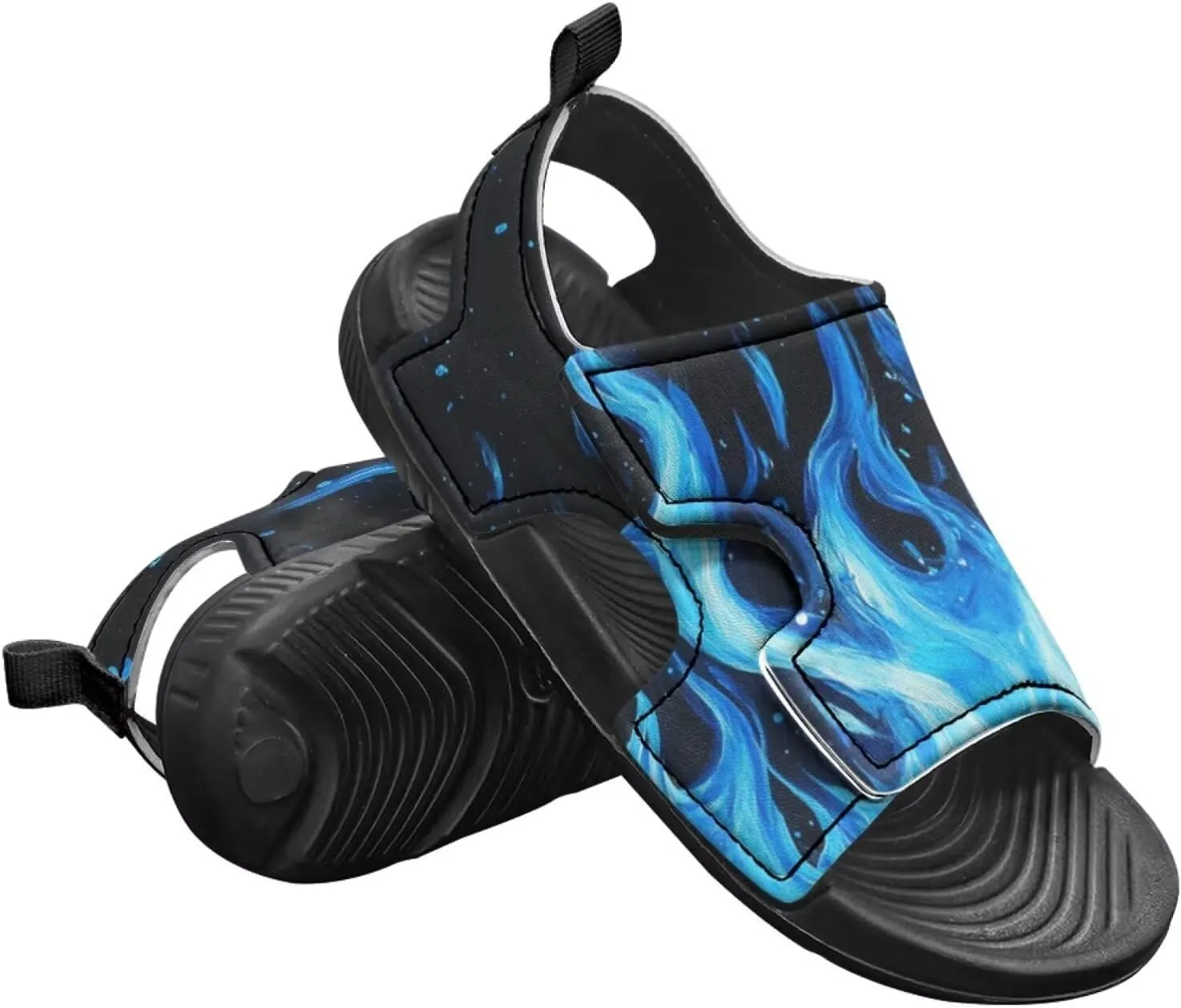 Boys Flame Sandals Kids Open Toe Outdoor Hiking Sandals Lightweight Athletic Beach Water Sport Shoes Adjustable
