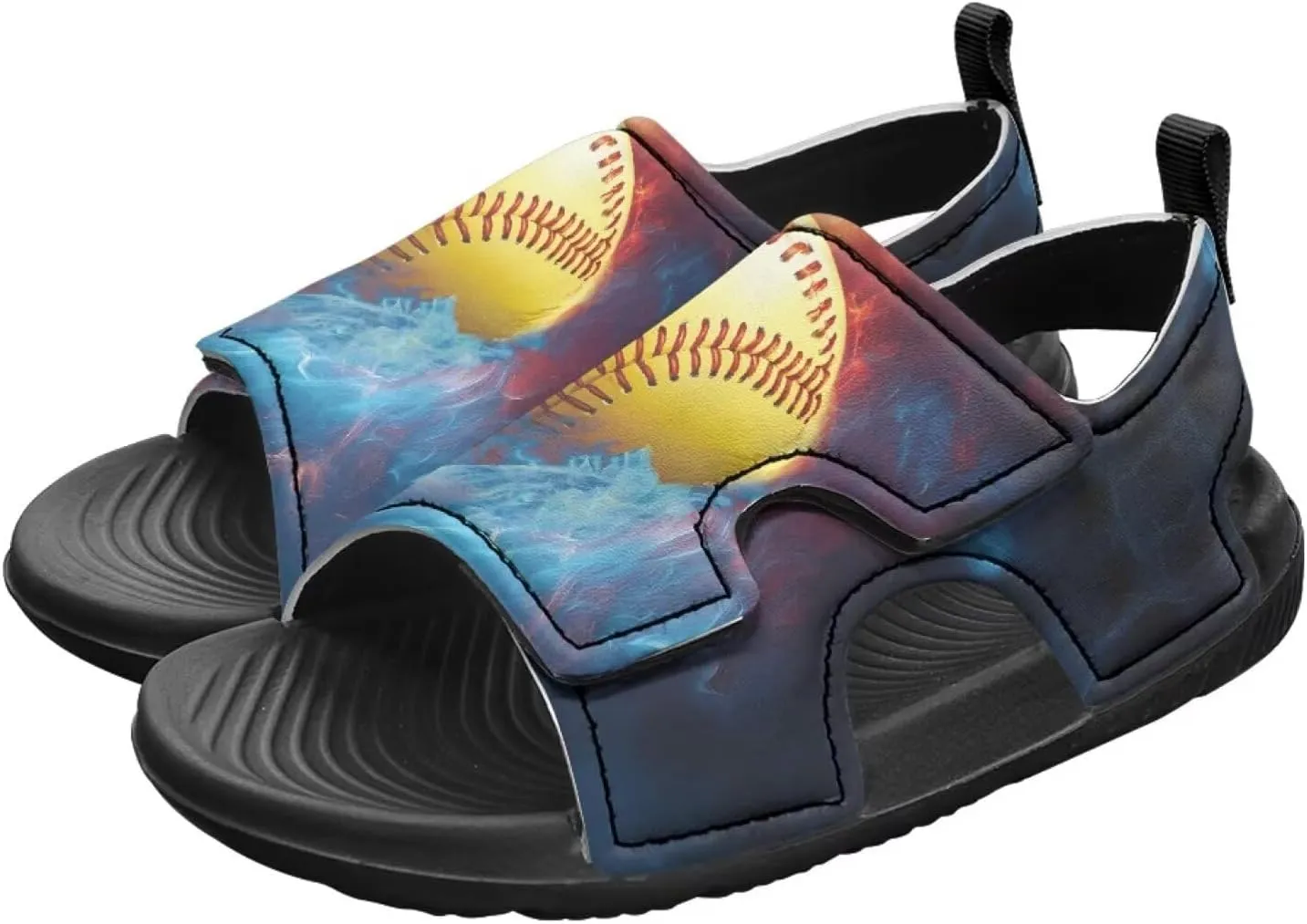 Boys Flame Sandals Kids Open Toe Outdoor Hiking Sandals Lightweight Athletic Beach Water Sport Shoes Adjustable