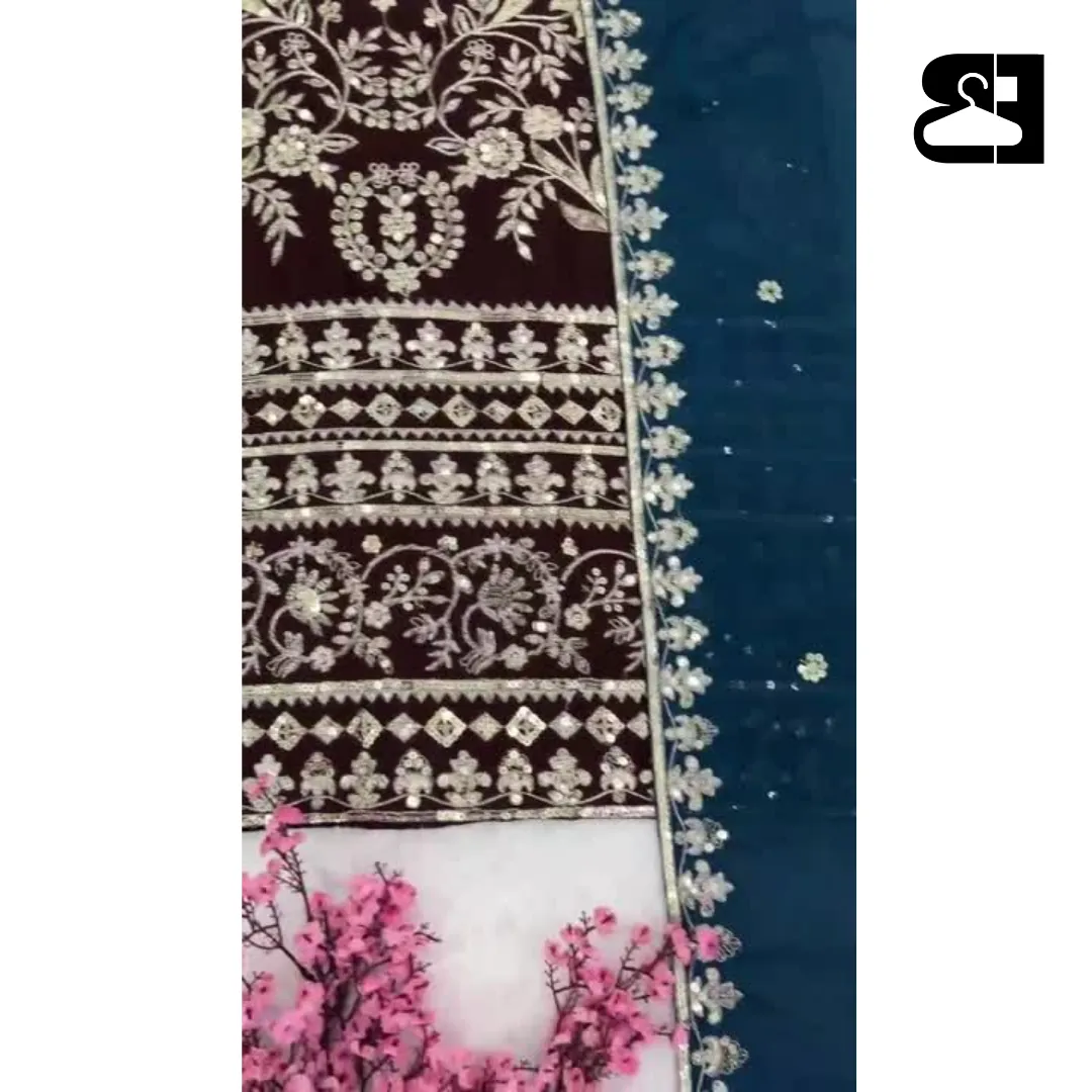 Chinnon Silk Embroidered Ethnic Suit with Dupatta