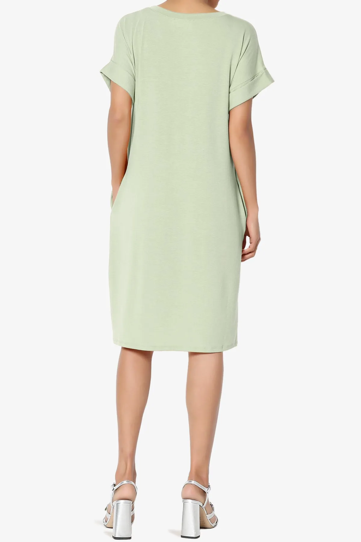 Cliff Rolled Short Sleeve V-Neck Dress MORE COLORS