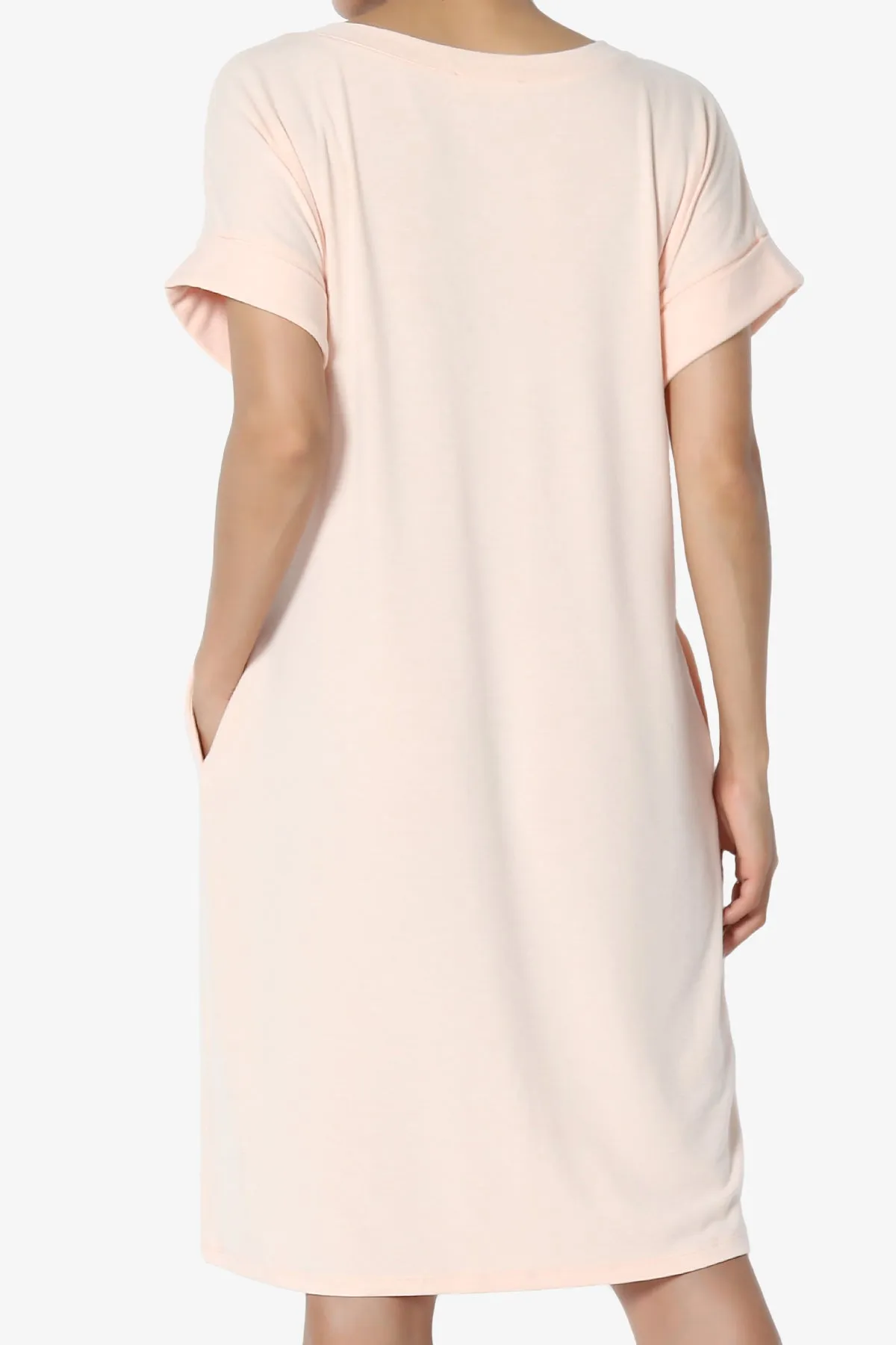 Cliff Rolled Short Sleeve V-Neck Dress MORE COLORS