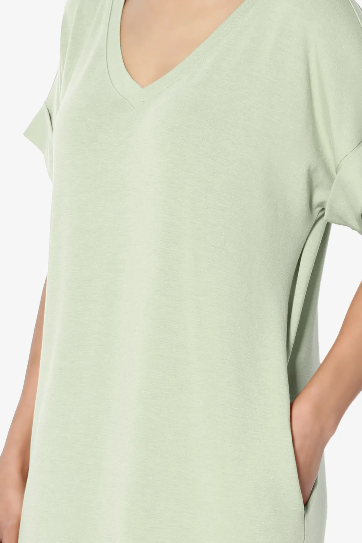 Cliff Rolled Short Sleeve V-Neck Dress MORE COLORS