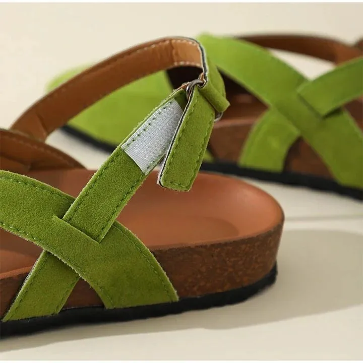 Crystal Breathable Suede Summer Retro Walking Fashion Orthopedic  Sandals