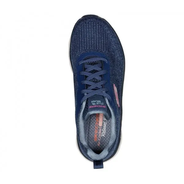 D'LUX WALKER-DAILY BEAUTY Ladies Lace-Up Trainers Navy/Grey/Pink