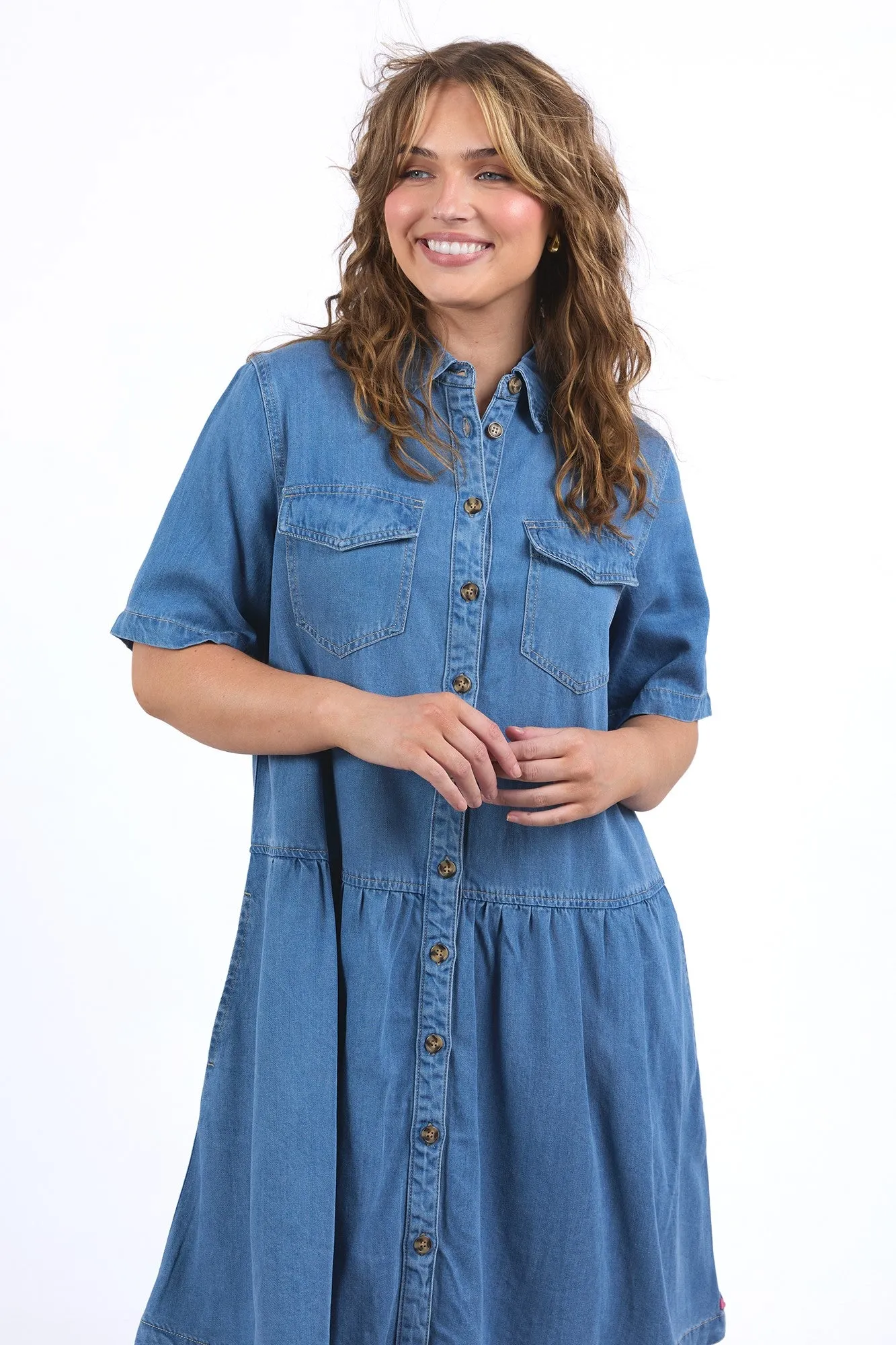 Elm Alba Denim Dress Mid Blue Wash