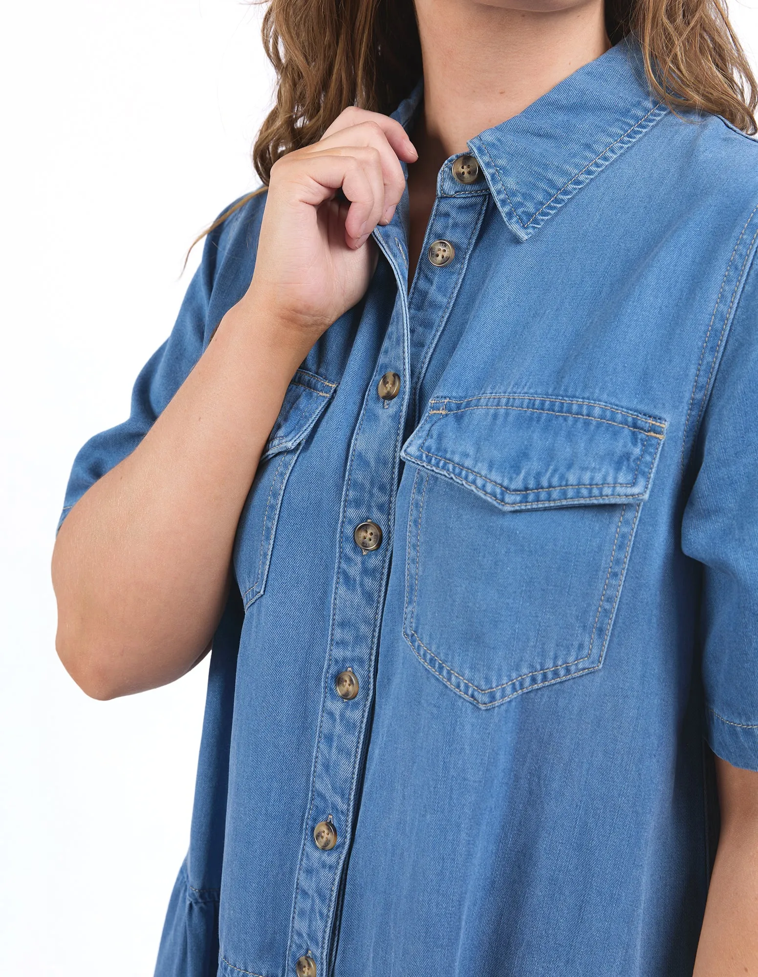 Elm Alba Denim Dress Mid Blue Wash