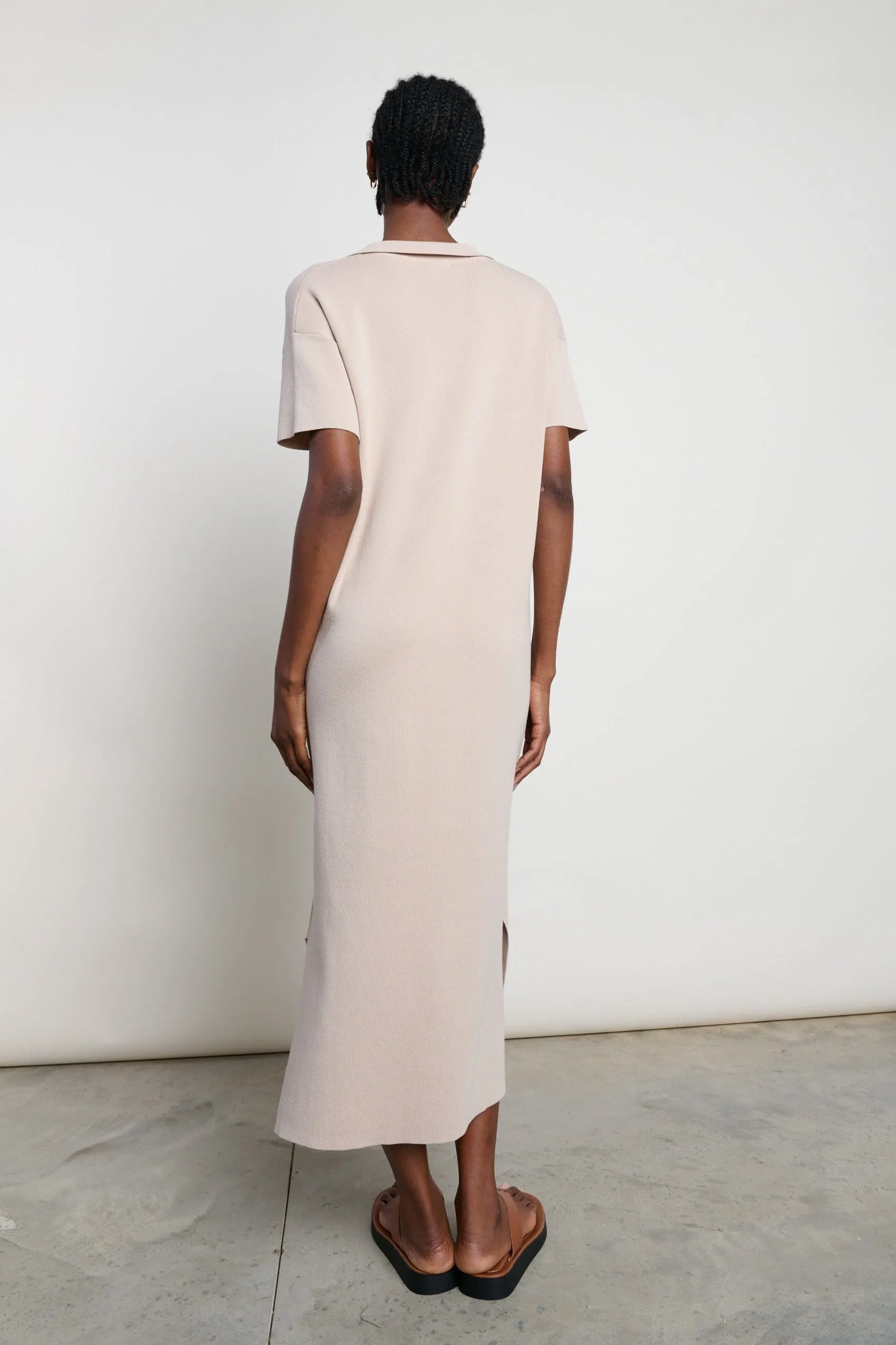 Elodie Collared Knit Dress - Beige