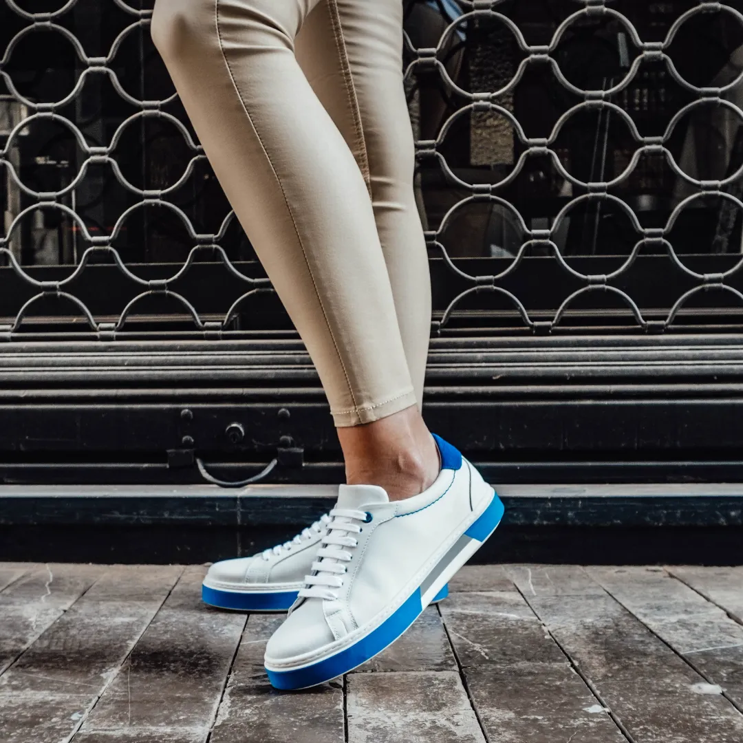 Ether-White/Blue Leather Trainers Women