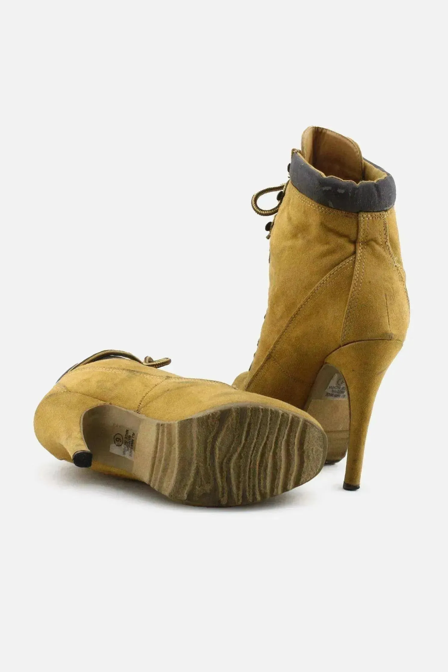 European Brand Laces Stilettos Ankle Boots | Suede