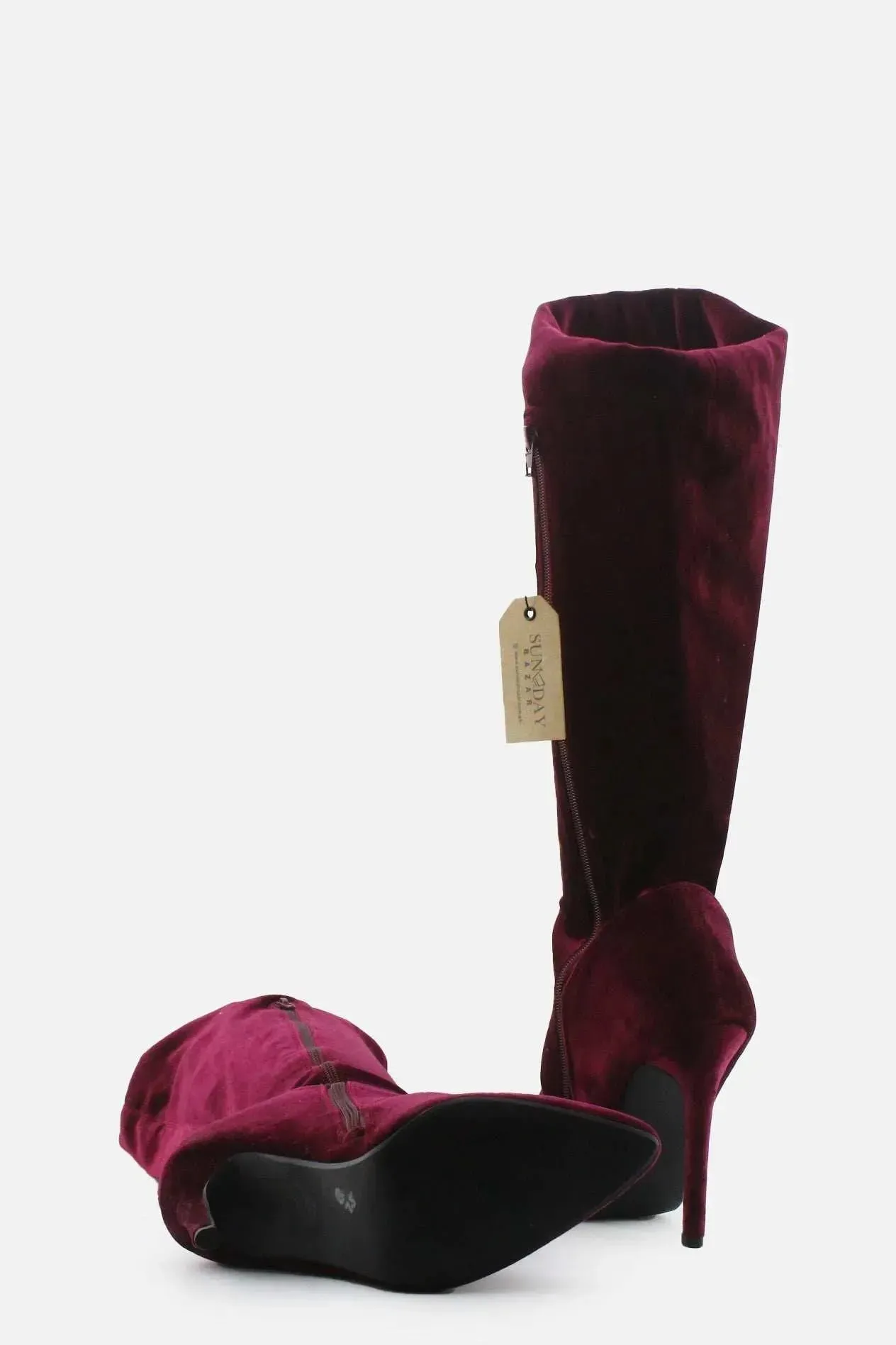 European Brand Zipper Stilettos Thigh High Boots | Suede