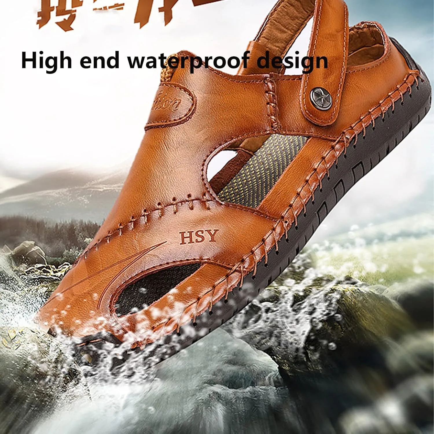 FETNHU Large Size Soft Leather Men's Breathable Outdoor Sandals,Arkget Shoes Men Sandal,Lightweight Summer Sandals for Men