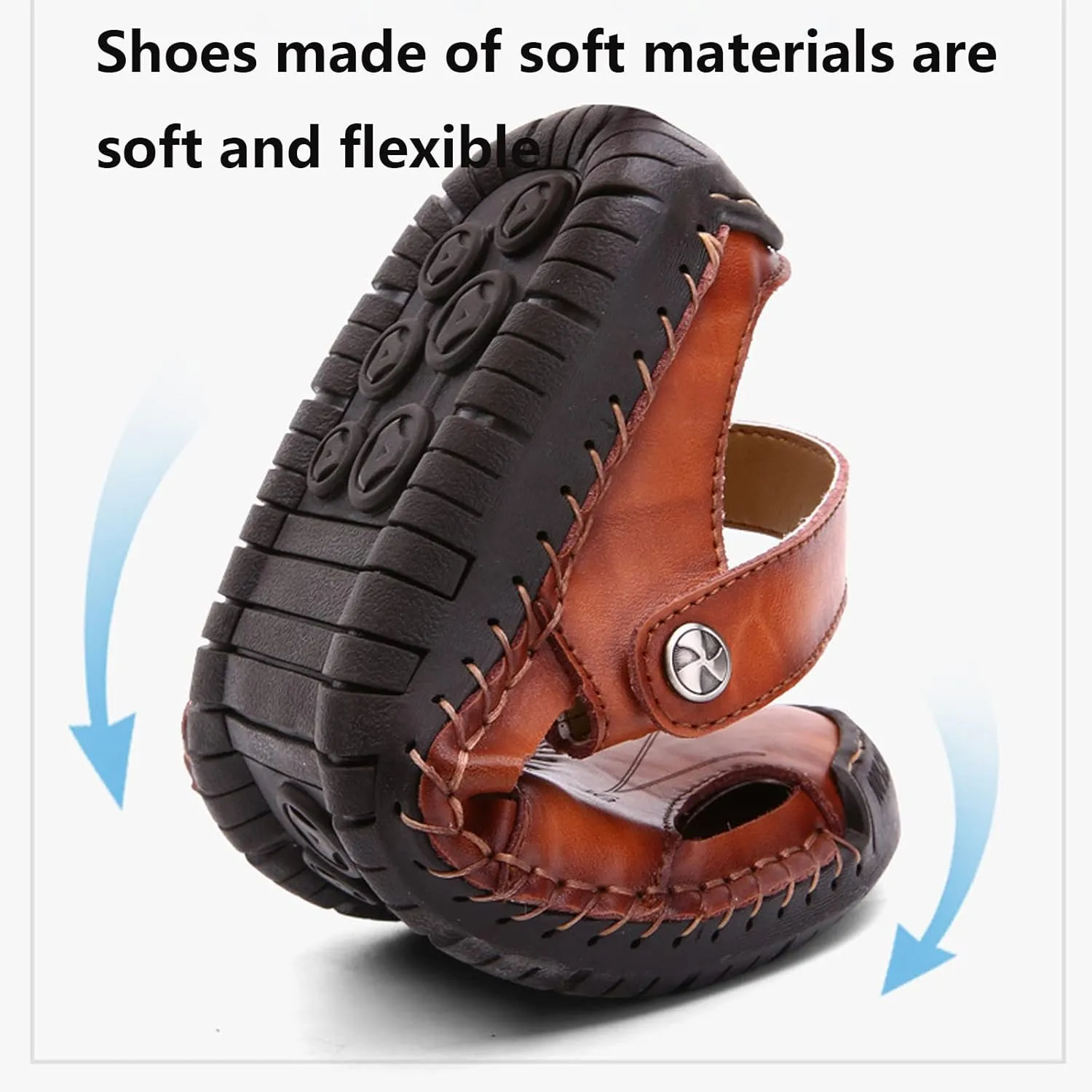 FETNHU Large Size Soft Leather Men's Breathable Outdoor Sandals,Arkget Shoes Men Sandal,Lightweight Summer Sandals for Men