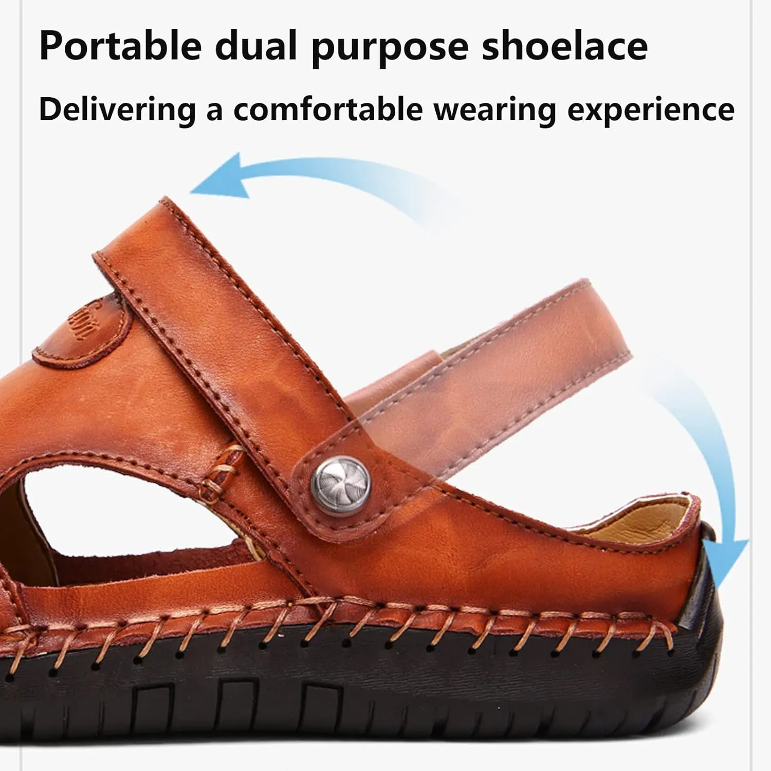 FETNHU Large Size Soft Leather Men's Breathable Outdoor Sandals,Arkget Shoes Men Sandal,Lightweight Summer Sandals for Men