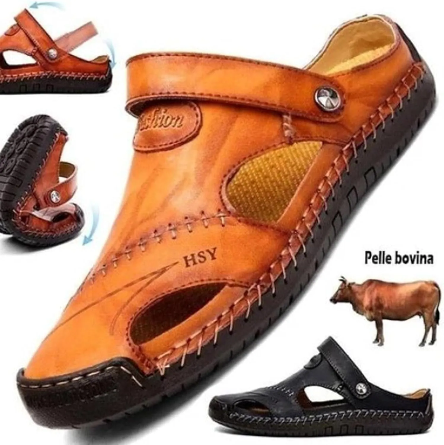 FETNHU Large Size Soft Leather Men's Breathable Outdoor Sandals,Arkget Shoes Men Sandal,Lightweight Summer Sandals for Men
