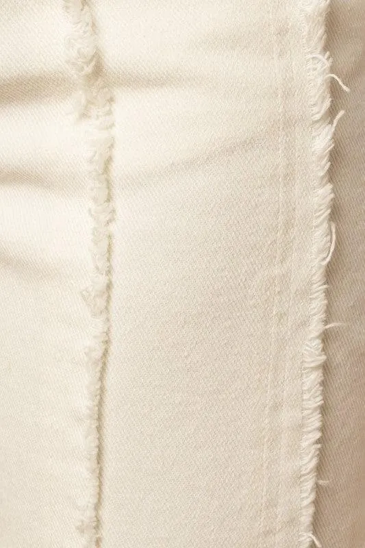 GILLI Frayed Hem Flare Pants, White