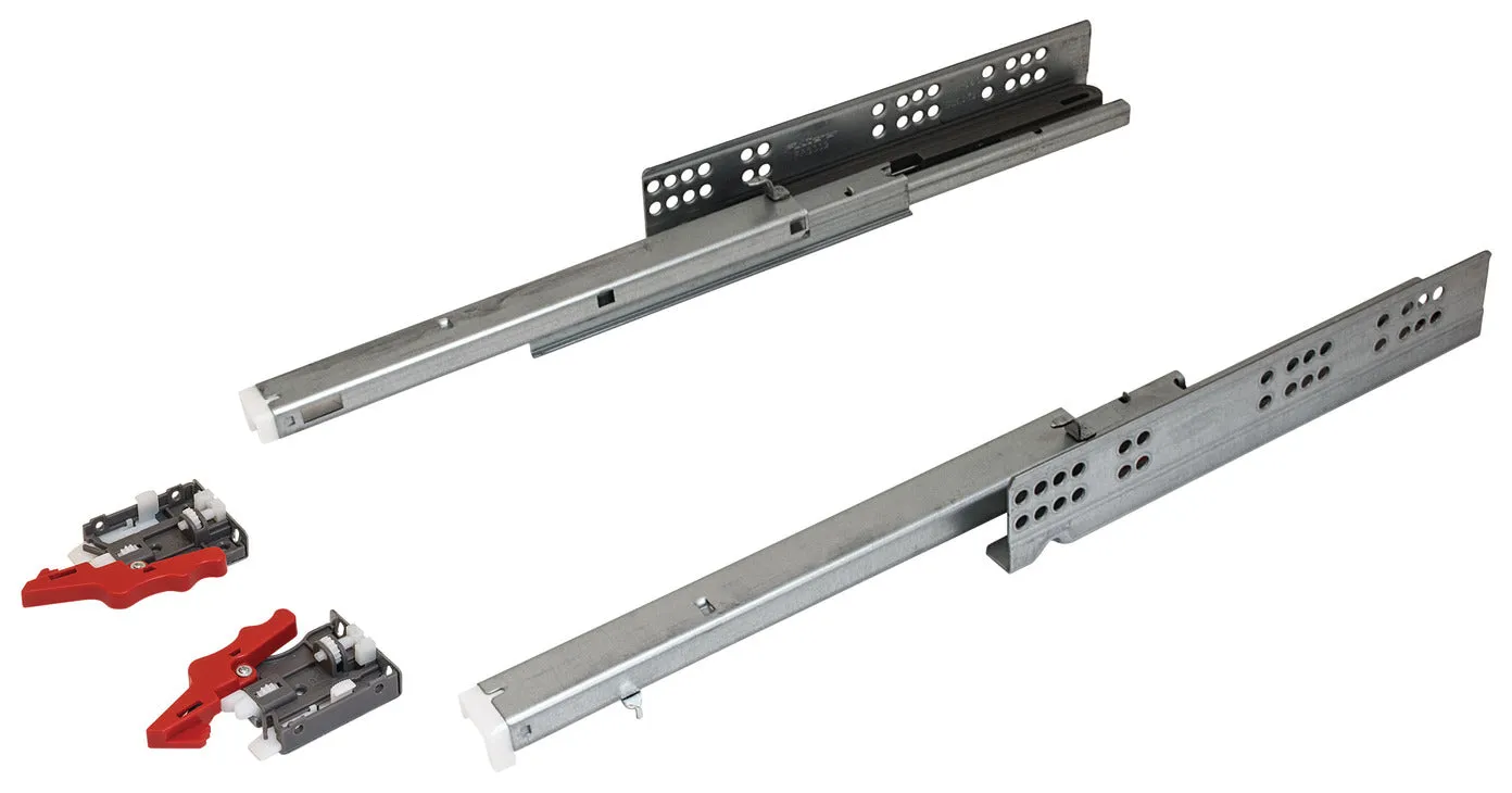 Hafele Soft Close Full Extension Drawer Slides with Front Fixing Clips - 75 lbs Load Capacity