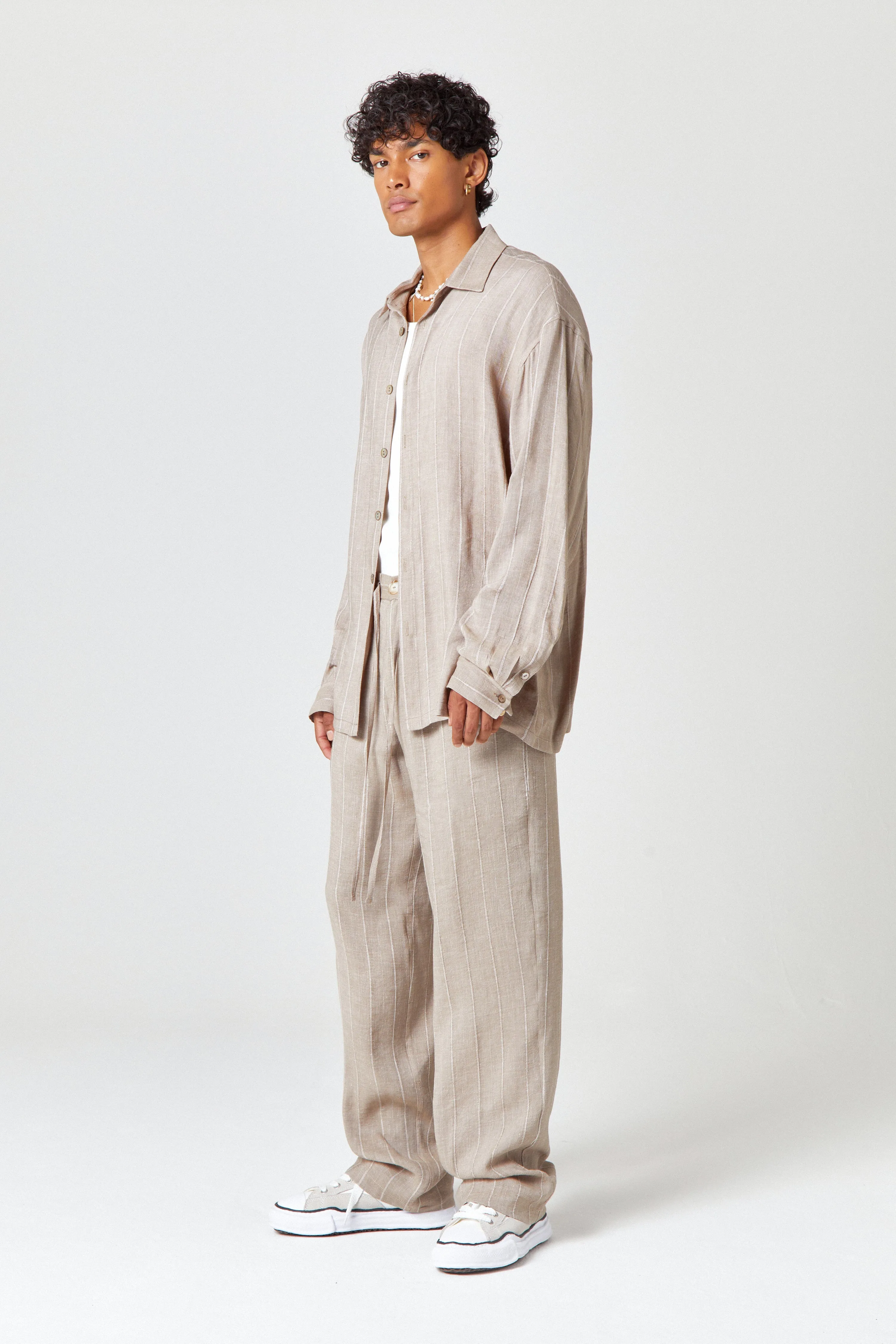 Homme Beige Linen Shirt