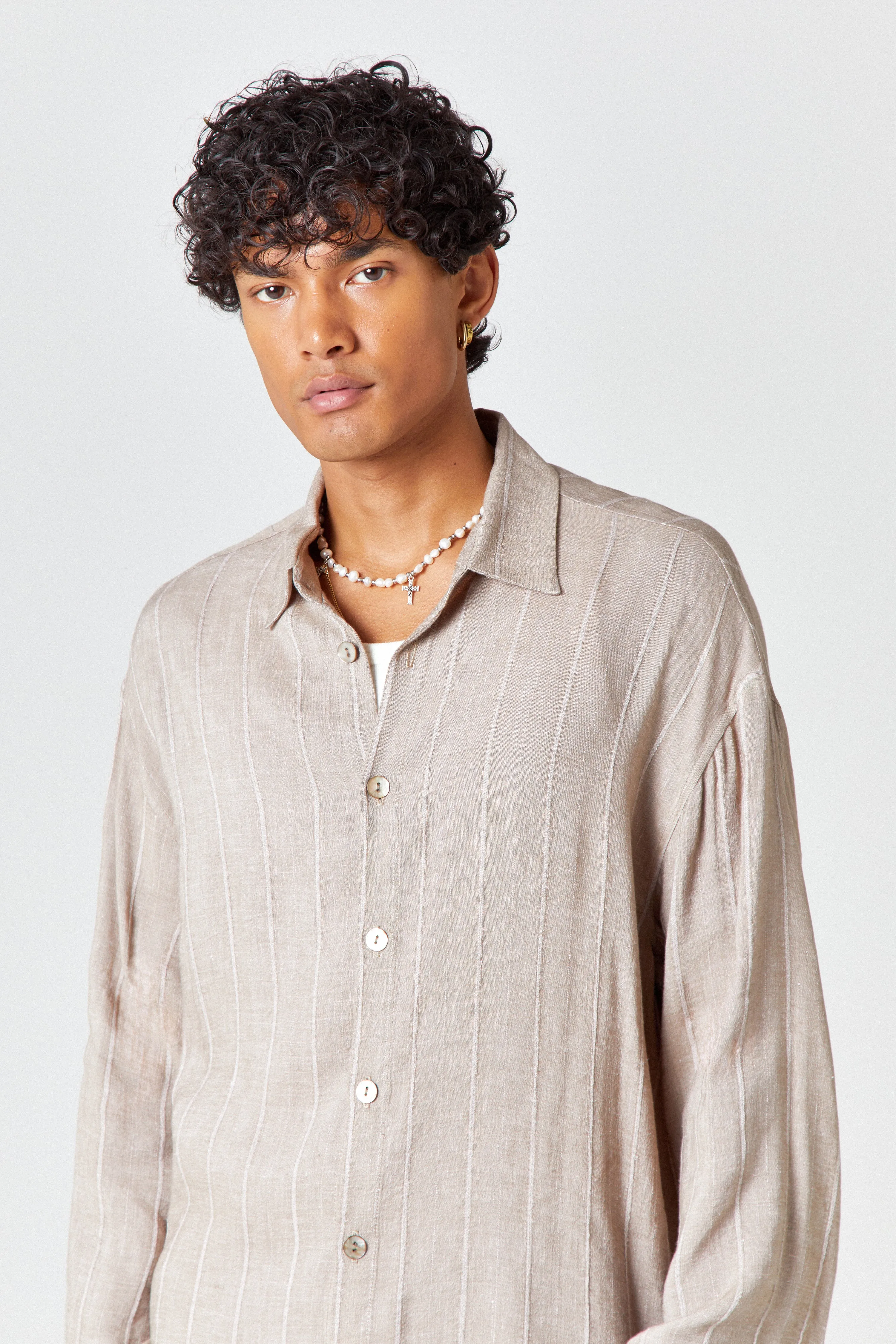 Homme Beige Linen Shirt