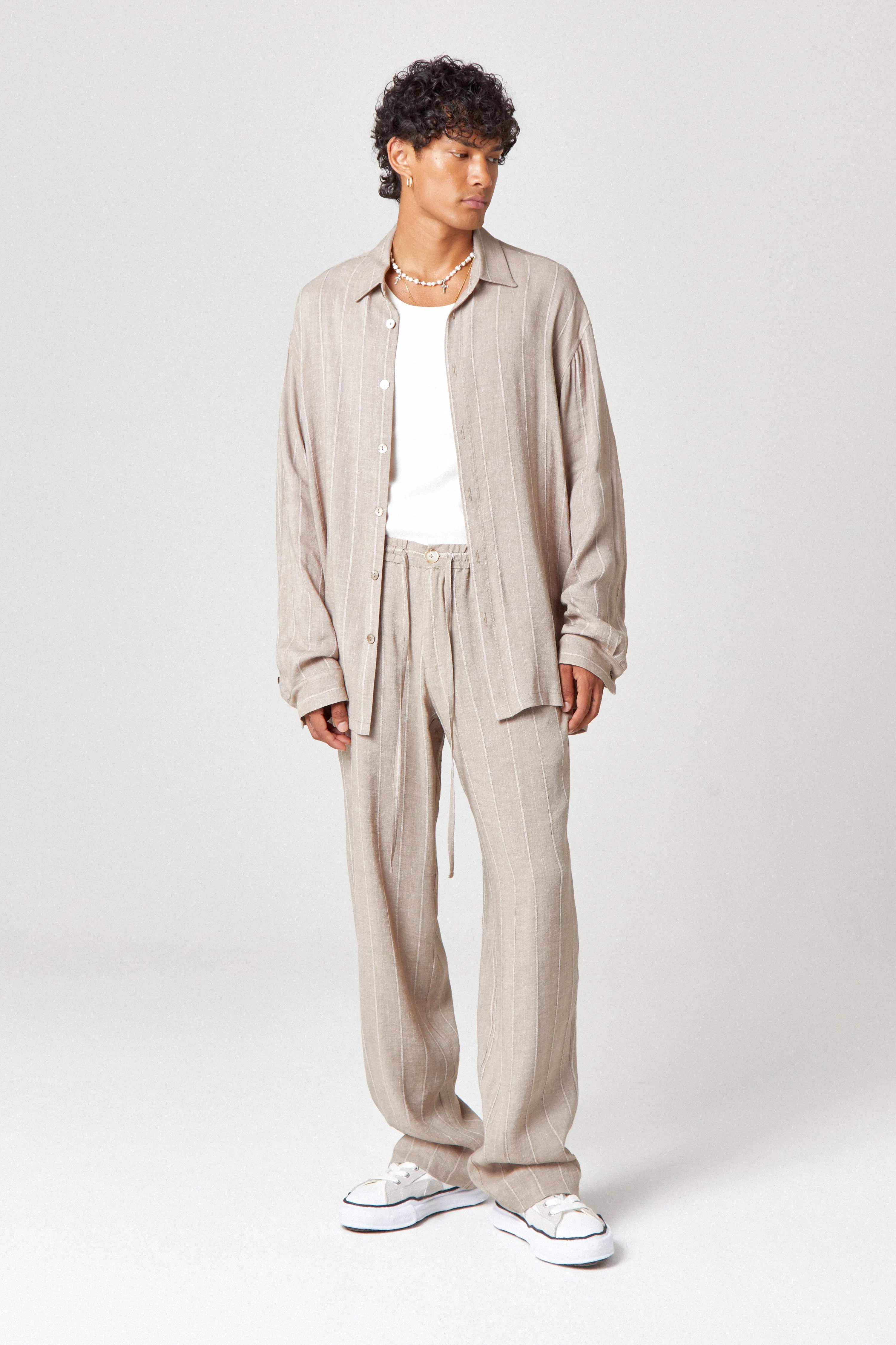 Homme Beige Linen Shirt