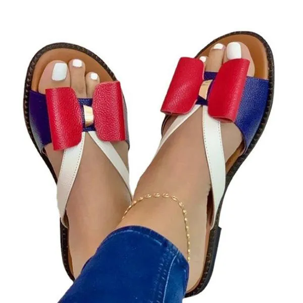 Kimemoda Womens Summer Retro Rubber Soft Sole Bow Slides