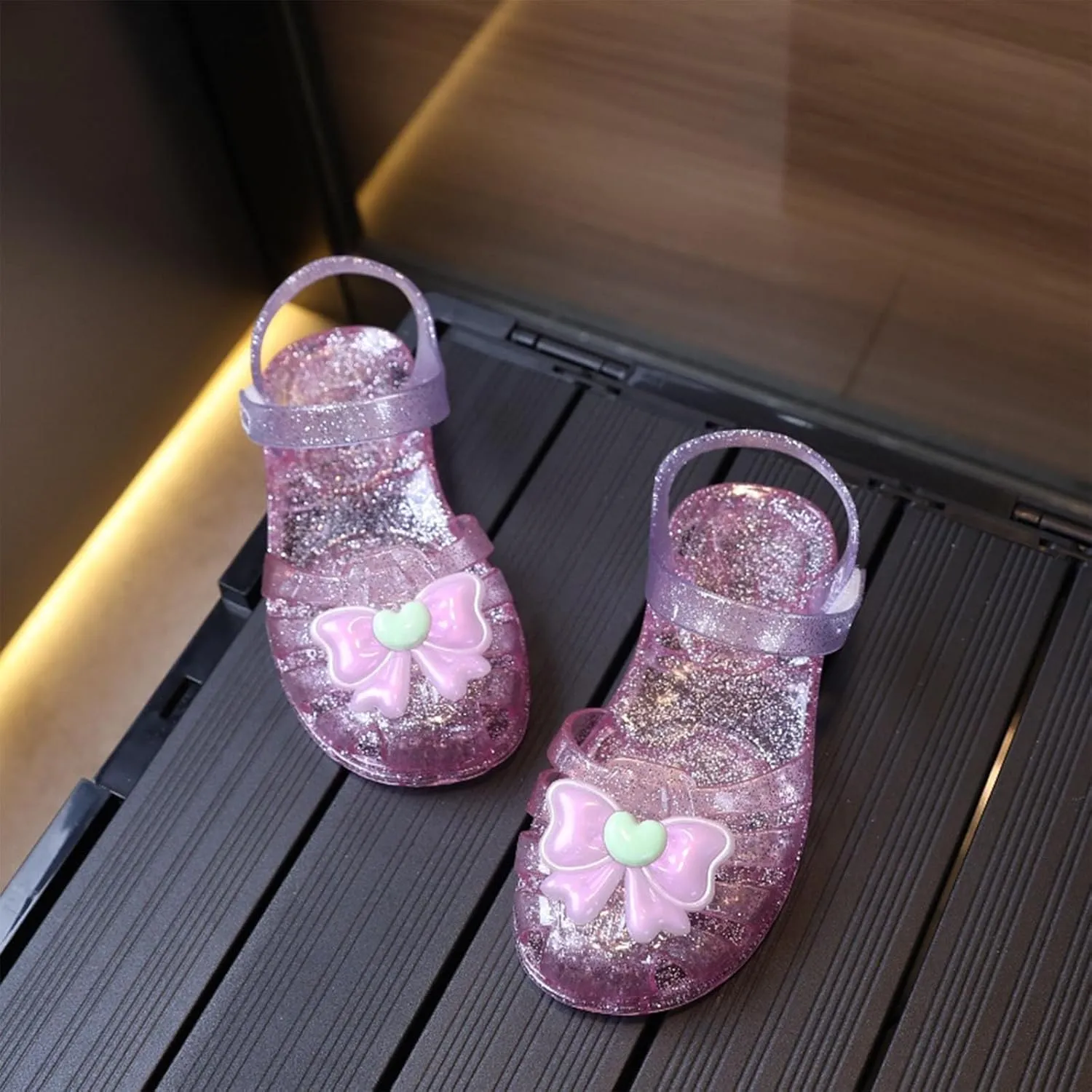 Lightweight Boys Girls Sandals Children's Jelly Crystal Shoes Bow Non Slip Beach Shoes Sandals