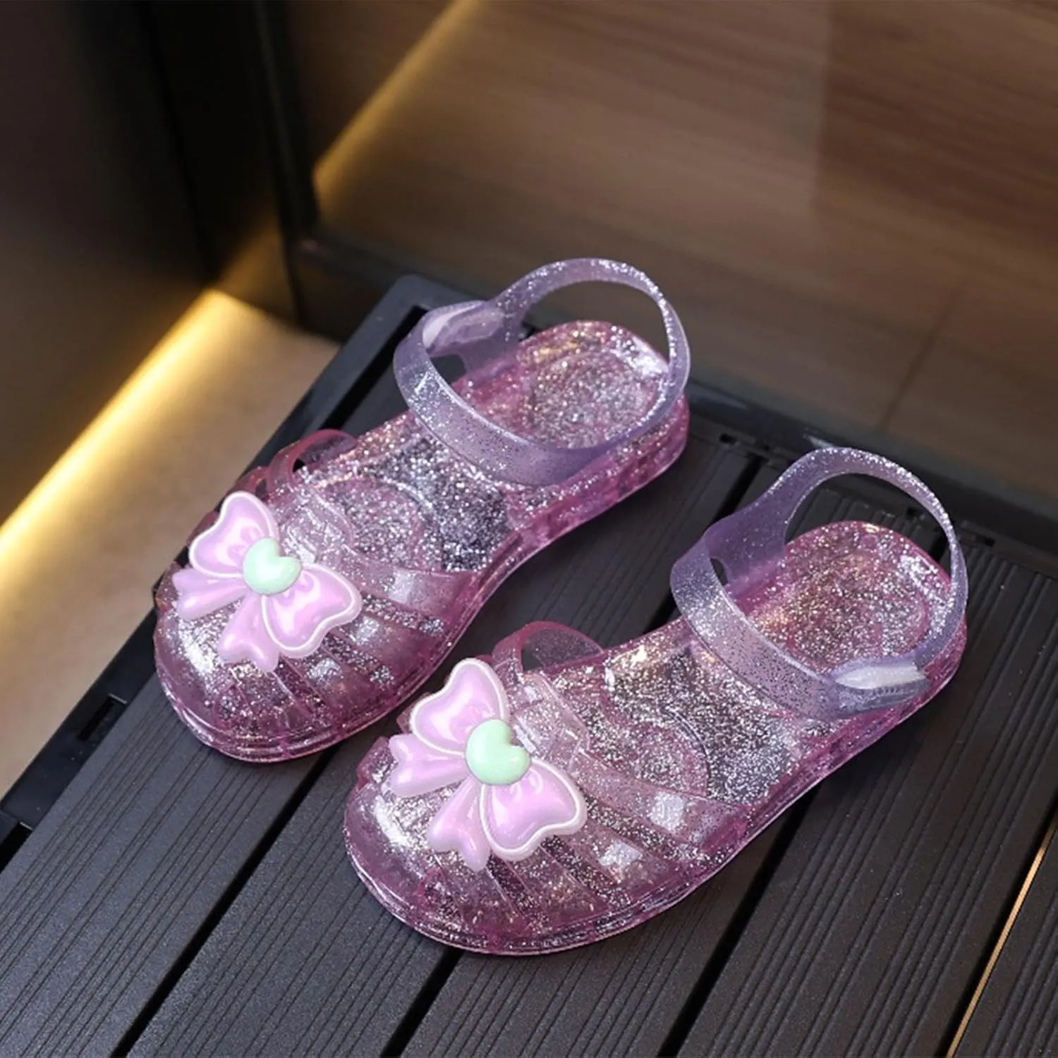 Lightweight Boys Girls Sandals Children's Jelly Crystal Shoes Bow Non Slip Beach Shoes Sandals