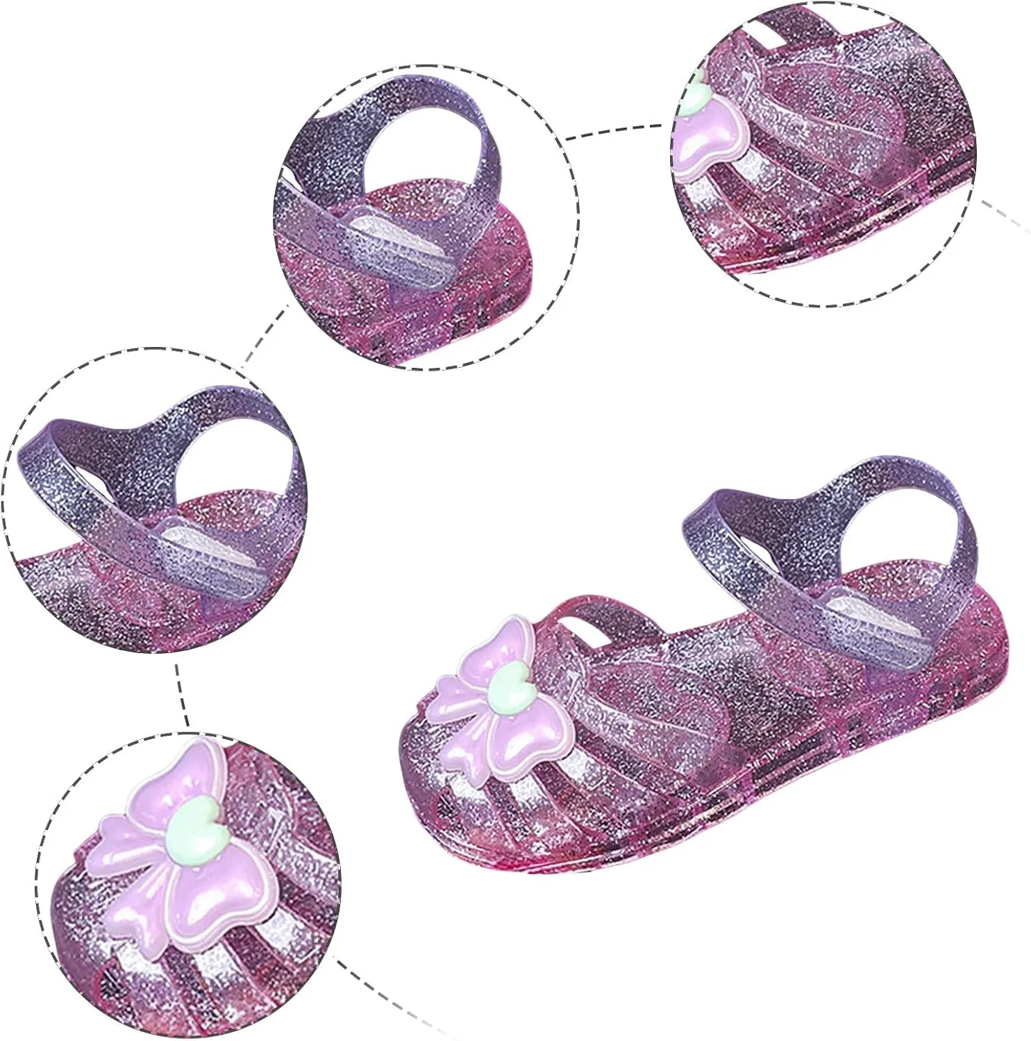 Lightweight Boys Girls Sandals Children's Jelly Crystal Shoes Bow Non Slip Beach Shoes Sandals
