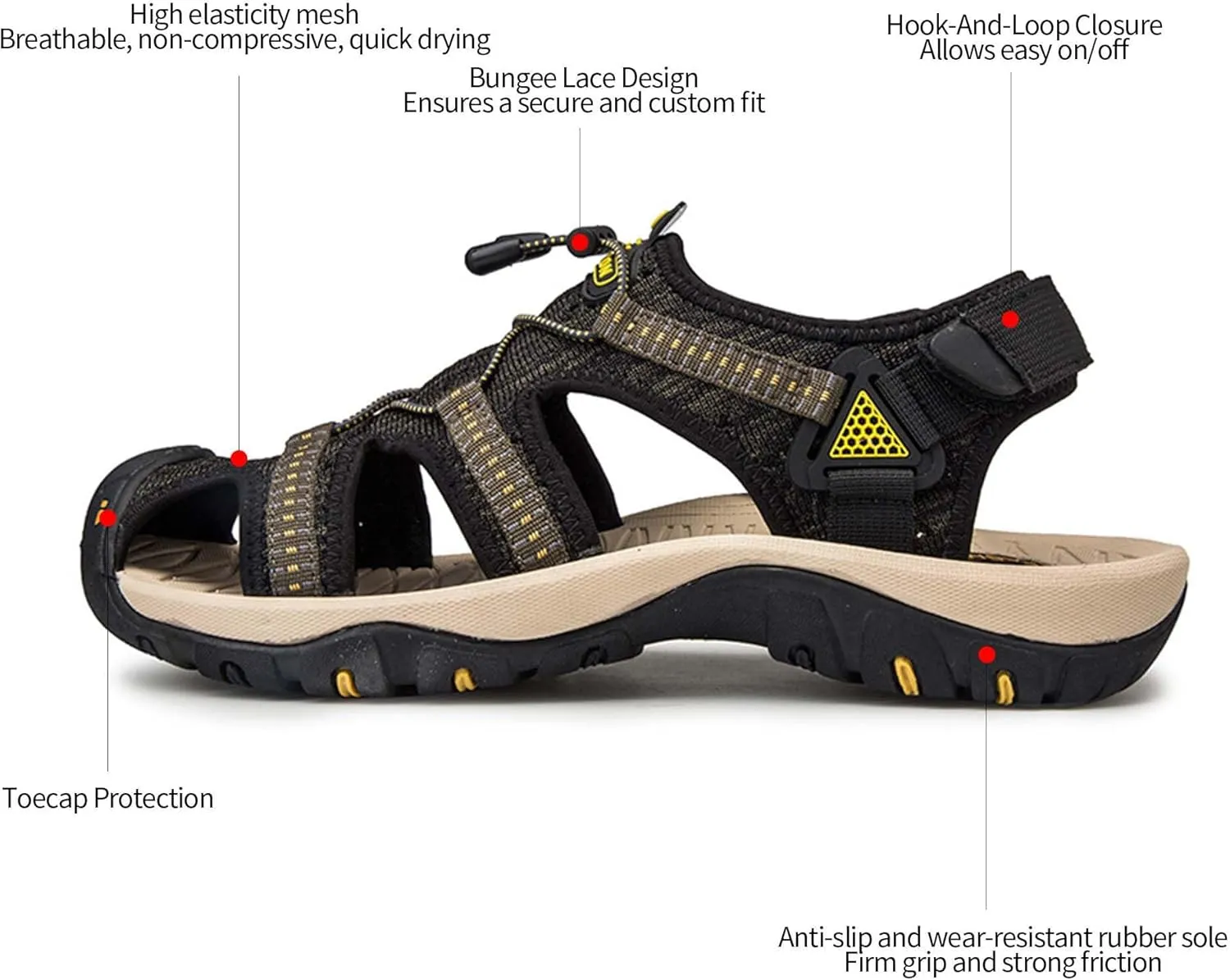 Men's Mesh Hiking Sandals,Beach Sandal,Arch Support Man Walking SandalsQuick Dry Breathable Mesh Lightweight Outdoor Training Water Walking Shoes,Knitted sports sandals