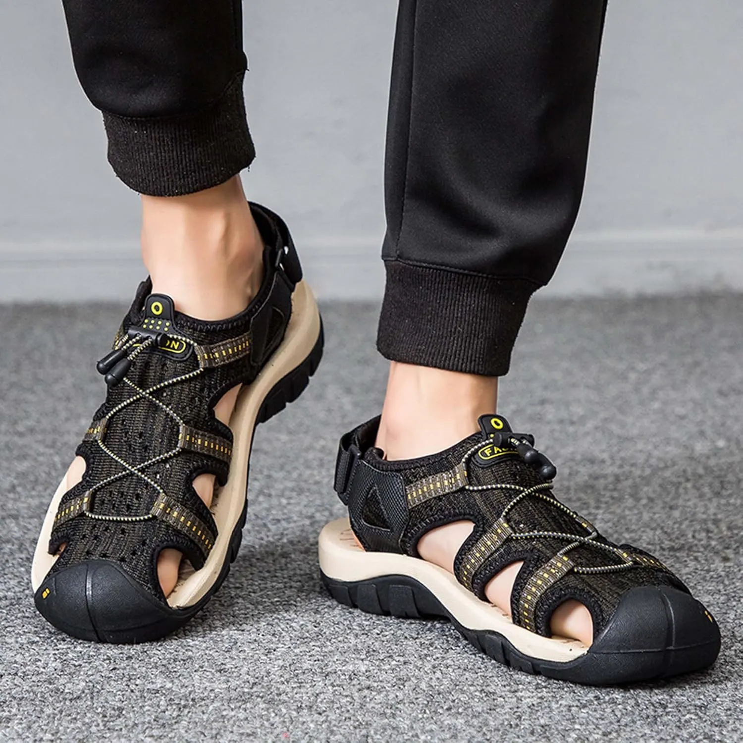 Men's Mesh Hiking Sandals,Beach Sandal,Arch Support Man Walking SandalsQuick Dry Breathable Mesh Lightweight Outdoor Training Water Walking Shoes,Knitted sports sandals