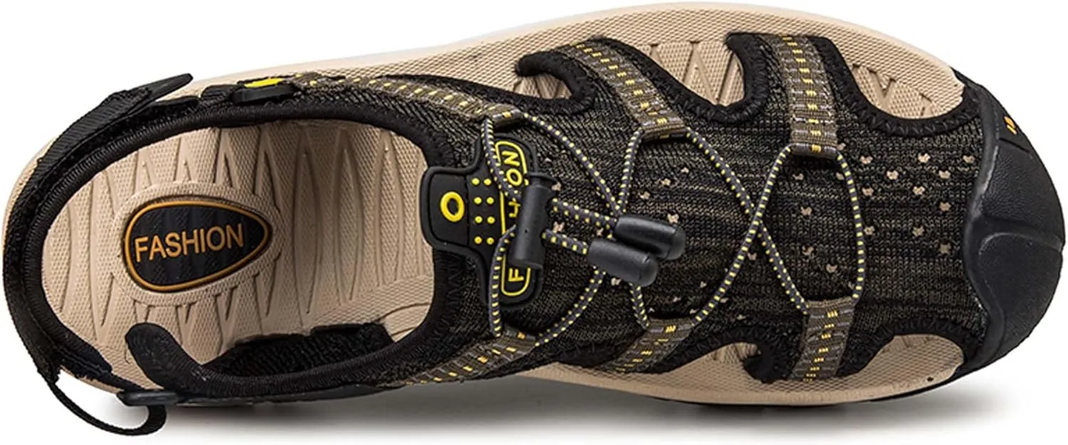 Men's Mesh Hiking Sandals,Beach Sandal,Arch Support Man Walking SandalsQuick Dry Breathable Mesh Lightweight Outdoor Training Water Walking Shoes,Knitted sports sandals