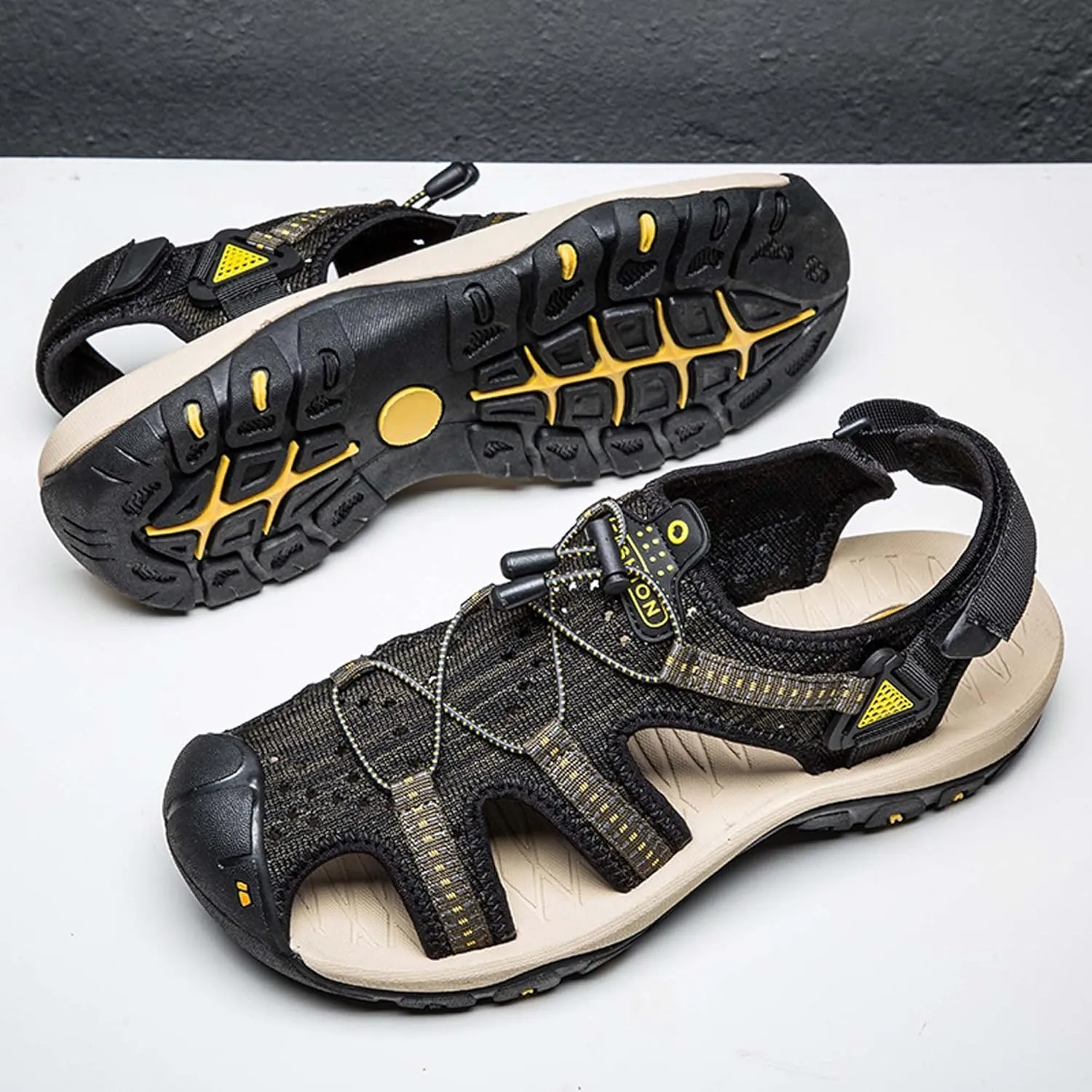 Men's Mesh Hiking Sandals,Beach Sandal,Arch Support Man Walking SandalsQuick Dry Breathable Mesh Lightweight Outdoor Training Water Walking Shoes,Knitted sports sandals