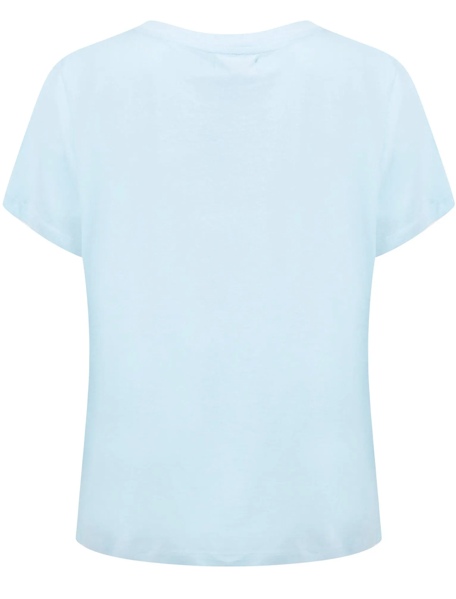 Miami Beach Motif Cotton Crew Neck T-Shirt in Corydalis Blue - South Shore