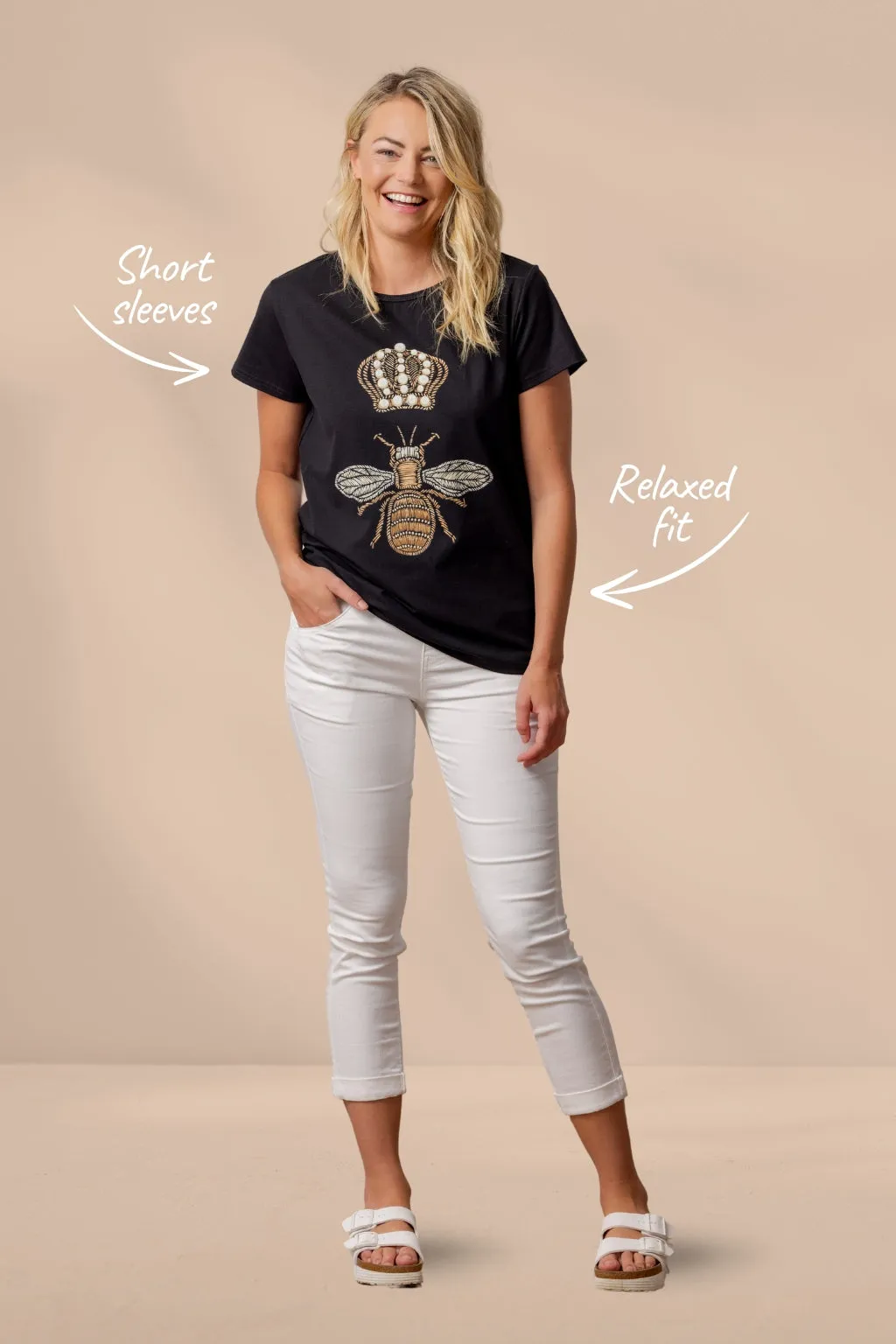 Moss Queen Bee Tee Black