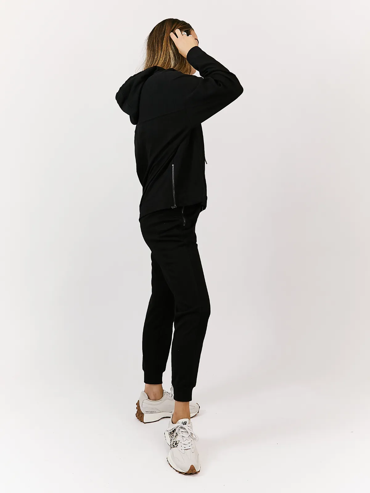 Rae Black Rib Detail Hoodie