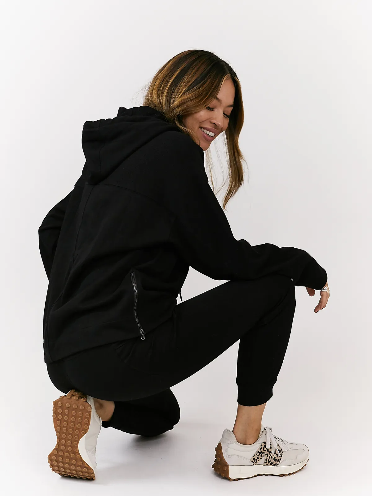 Rae Black Rib Detail Hoodie